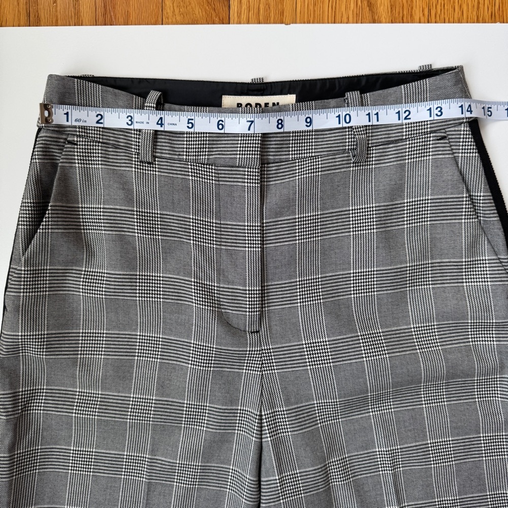 Boden Smart Wide Leg Pants Women's 4R Black Houndstooth Career Work Flare - Picture 10 of 12